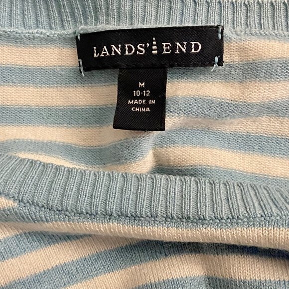 (3) Lands'End Quiet Luxury Silk/Cashmere Striped Knit Stretch Crewneck Sweater M - Picture 3 of 4